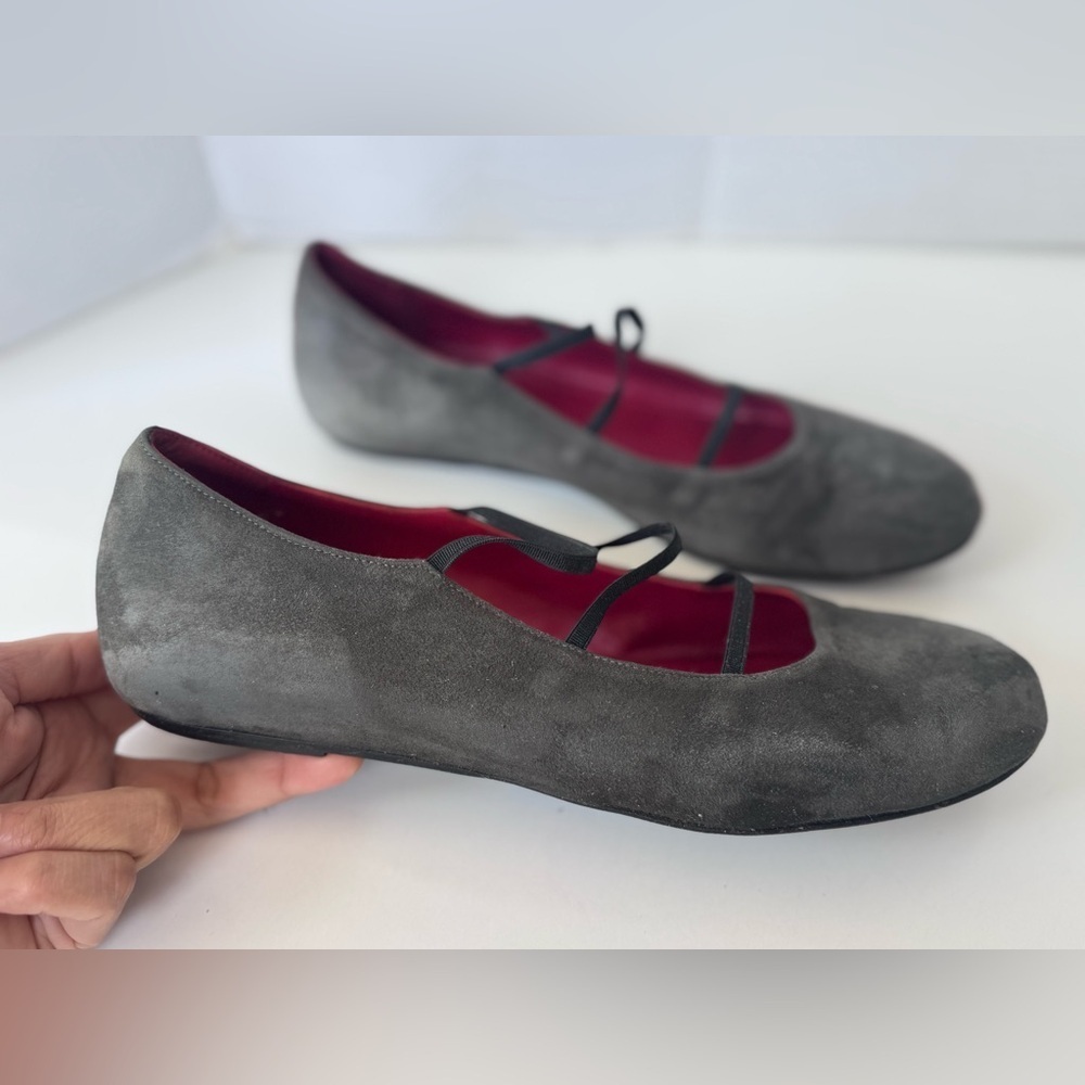 Rue Du Jour Paris Grey Suede Flats Shoes Size 39.5